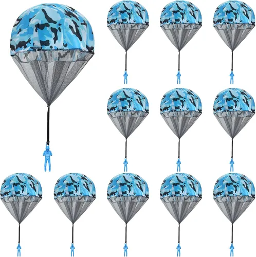 Catcan 10 piezas de juguete de paracaídas, paracaídas de camuflaje para hombre, sin enredos, lanzar a mano, juguete volador para paracaidistas, no