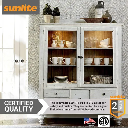 Miniatura 5 de Bombillas LED Sunlite R14 de luz de inundación mini, 4 vatios (equivalente a 25W), 250 lúmenes, base mediana (E26), regulables, listadas por ETL
