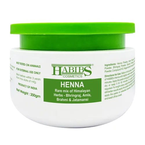 Habibs - Henna Mehndi en polvo natural enriquecido con Bhringraj, Amla, Brahmi, Jatamansi para teñir el cabello natural, 7.05 oz, paquete de 1