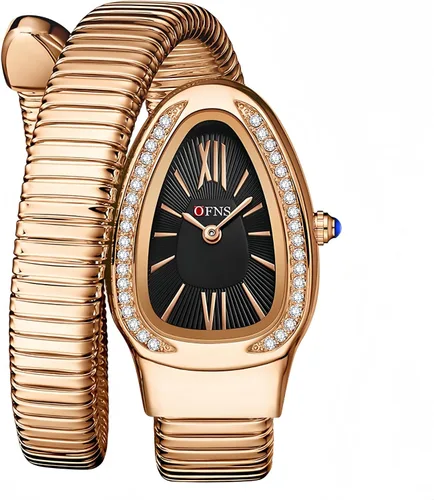 Miniatura 15 de OFNS Relojes de Serpiente para Mujeres Reloj de Pulsera Tipo Brazalete de Lujo con Forma de Serpiente con Diamantes de Cuarzo Esfera con Números