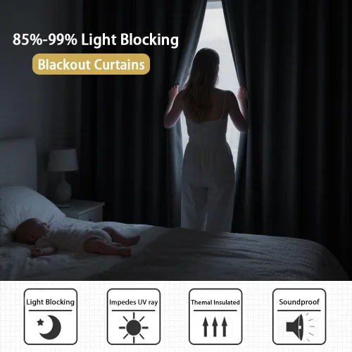 Miniatura 3 de Turquoize Cortinas Opacas para Tratamiento de Ventana con Trabillas Traseras para Sala de Estar/Dormitorio, Tratamientos de Ventana con Aislamiento