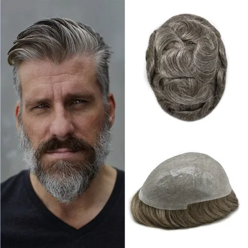 Miniatura 30 de Tupé para hombres, sistema de unidades de cabello humano real, pieza de cabello humano real para hombres, extensiones de pelo de tupé, línea capilar