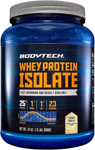 Miniatura 5 de BODYTECH Proteína de suero aislado en polvo - 25g de proteína por porción con BCAA - Absorción rápida para el crecimiento muscular y recuperación