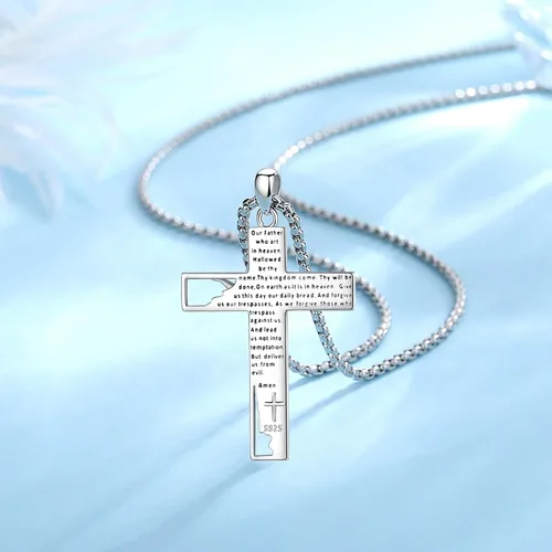 Miniatura 248 de EUDORA Collar de plata de ley 925, San Cristóbal y San Benito, San Miguel, Virgen María, San Judas Tadeo, Cruz de Buen Pastor y Arcángel, Medalla