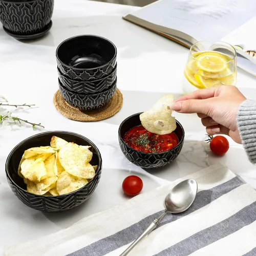Miniatura 5 de Sureasy Cuencos Pequeños 4 OZ, Cuencos para Salsas de 3.5 Pulgadas, Mini Cuenco de Cerámica en Relieve para Acompañamientos, Salsas, Aperitivos