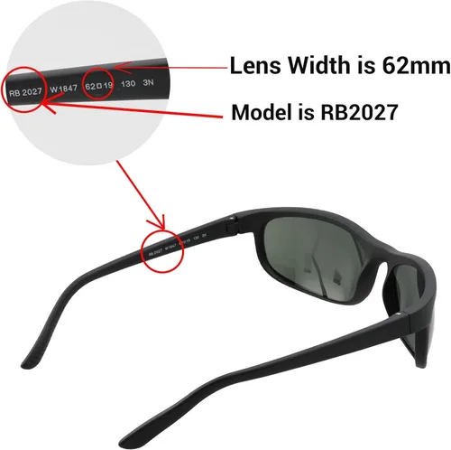Miniatura 5 de Walleva Lentes de repuesto para lentes de sol Ray-Ban RB2027 de 2.441in, múltiples opciones disponibles
