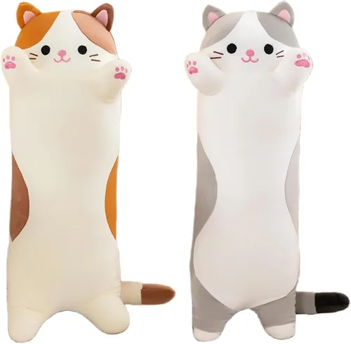 Miniatura 9 de Almohada de felpa de cuerpo larga y suave con diseño de dibujos animados, para niños y niñas (gris, 19 pulgadas)