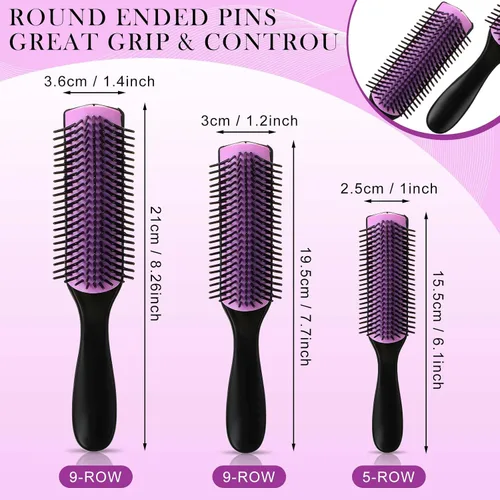 Miniatura 2 de Patelai Cepillo de pelo de nailon para cabello natural, cepillo desenredante de viaje para mujeres y hombres, voluminizador, moldeador, separación
