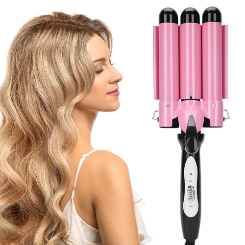 3 barriles rizadores de pelo, rizador de pelo de 3 barriles de 1.102 in, rizador de pelo eléctrico, herramienta de peinado para peinado largo o