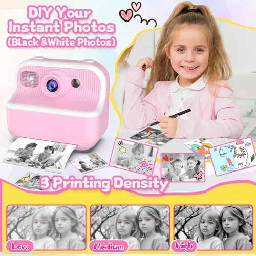 Miniatura 5 de Cámara instantánea para niños, regalos de cumpleaños de Navidad para niñas de 4, 5, 6, 7, 8, 9, 10 años, juguetes para niñas, 1080P HD, cámara