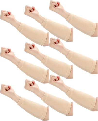 Janmercy 9 pares de protectores de brazo para piel fina y moretones protectores de brazos para ancianos para trabajo de jardinero Beige
