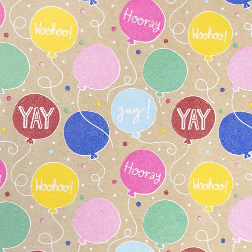 Miniatura 8 de RUSPEPA Rollo de papel de regalo Kraft - Patrón de globo - 24 pulgadas x 100 pies