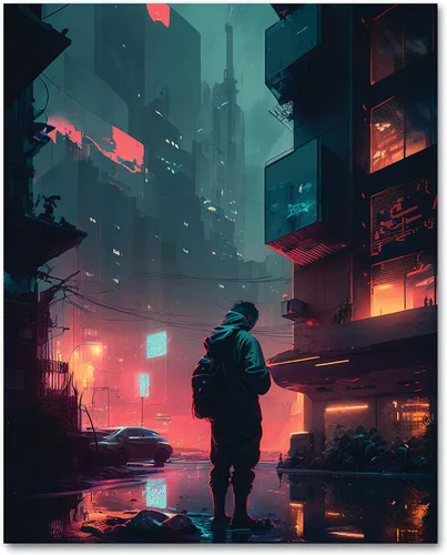 Miniatura 11 de My Vinyl Story Póster impreso de Ciudad Cyber Punk City para decoración de pared, arte de pared moderno, decoración estética, impresiones de 16 x 20