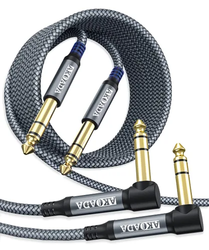 Miniatura 9 de AkoaDa Akoad - Cable de instrumento TRS de 1/4 de pulgada (paquete de 2 unidades, 10 pies, conector macho de 0.250 in), cable de interconexión