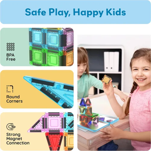 Miniatura 6 de PicassoTiles Nano Tiles - Juego de construcción de edificios magnéticos con estuche de almacenamiento de estaño, compacto y colorido, juego