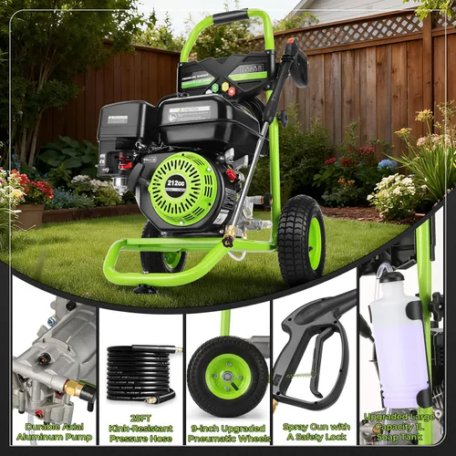 Miniatura 3 de Lavadora a presión de 4200 PSI, lavadora a gas de 4.0 GPM, lavadora a gas de 212 cc, lavadora comercial de alta presión con manguera de 25 pies y 5