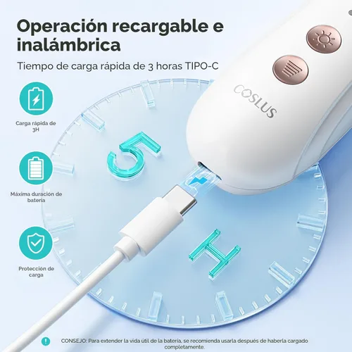 Miniatura 6 de COSLUS Kit Profesional de Manicura y Pedicura, Lima de Uñas Eléctrica 5 en 1 para Cuidado de Uñas de Manos y Pies - Rectificador Más Ancho para Uñas