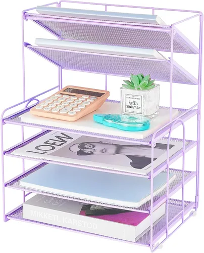 OPNICE Bandeja organizadora de papel de 6 niveles, organizadores de escritorio y accesorios, organizador de archivos de escritorio, accesorios de