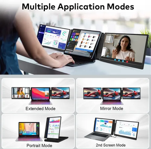 Miniatura 3 de Extensor de pantalla para laptop de 14 pulgadas, monitor portátil FHD 1200P IPS para portátiles de 12 a 16.5 pulgadas, extensor de monitor