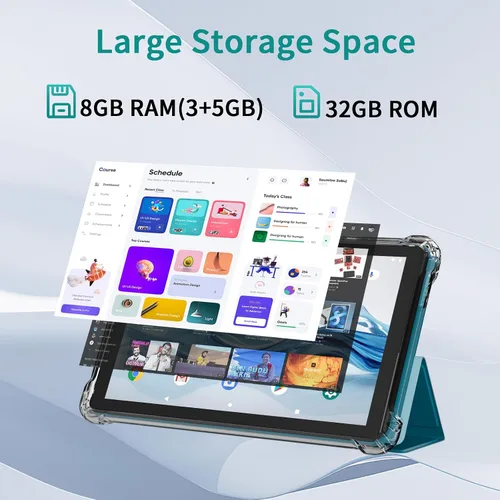 Miniatura 2 de IWEGGO Tablet Android 14 con funda, 7 pulgadas 8 GB RAM+32 GB ROM/1 TB computadora expandible, tabletas de cámara de 5 MP, procesador de cuatro Negro