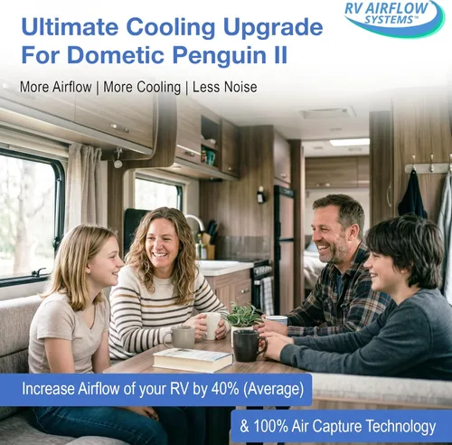 Miniatura 2 de Kit de flujo de aire para autocaravana – Dometic Penguin II Unidad de aire acondicionado de repuesto con desviador de CA, adaptador de conducto