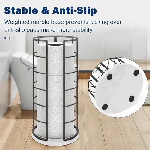 Miniatura 5 de NearMoon soporte organizador de papel higiénico, soporte independiente para 3 rollos de tisú, accesorio de baño de metal, soporte para rollos