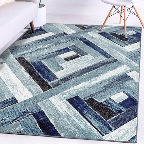 Miniatura 9 de LUXE WEAVERS Alfombra abstracta moderna de madera geométrica azul 2x3