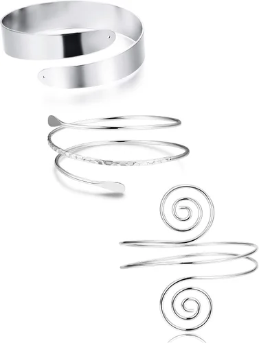 Miniatura 8 de FUNRUN JEWELRY Brazalete para la parte superior del brazo para mujer, brazalete dorado para el brazo, pulseras ajustables, espiral, brazalete