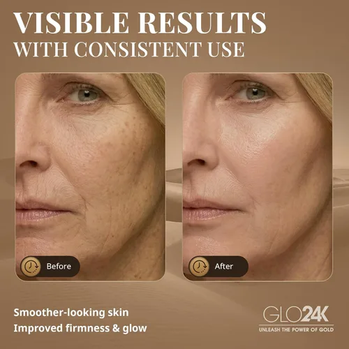 Miniatura 2 de GLO24K - Dispositivo de belleza de luz roja para cara y cuello, masajeador facial y cuello 3 en 1 con triple LED y tecnología de vibración avanzada