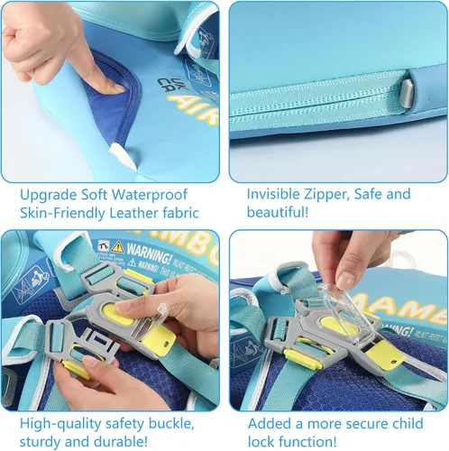 Miniatura 4 de Mambobaby Float Add Tail Flotador de natación para bebé/bebé con toldo, no inflable, sólido, mejorado, suave, impermeable, material de cuero
