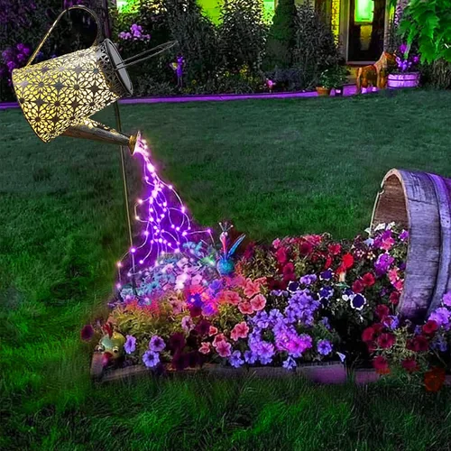 VOOKRY - Regadera solar con luces, linternas solares grandes para colgar al aire libre, impermeable, decoración de jardín para el patio, césped,