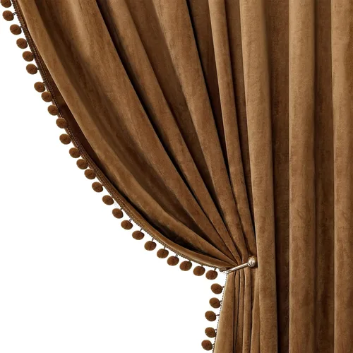 Miniatura 17 de Benedeco - Cortinas de terciopelo burdeos para ventana de dormitorio con pompón, cortinas de lujo súper suaves, oscurecimiento y aislamiento térmico