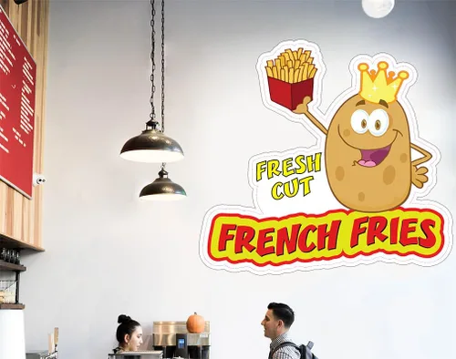 Miniatura 5 de Calcomanías personalizadas para camiones de alimentos recién cortados papas fritas comida y bebidas, letrero de concesión de 10 pulgadas