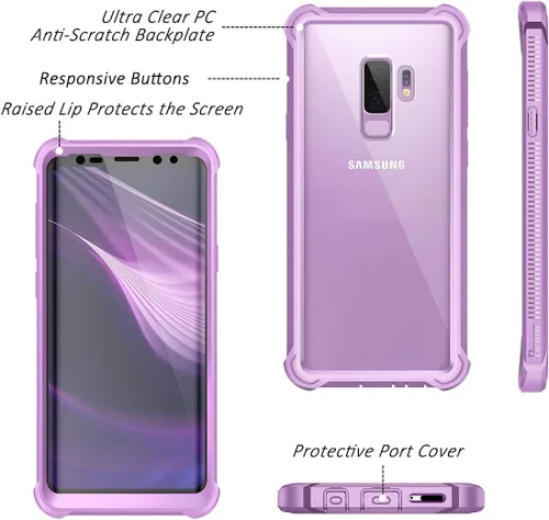 Miniatura 2 de Dexnor Funda para Galaxy S9+ Plus con protector de pantalla transparente de grado militar, resistente 360, cuerpo completo, a prueba de golpes