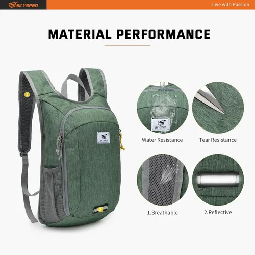 Miniatura 4 de SKYSPER Mochila pequeña de senderismo de 10 litros, mochila de viaje ligera y plegable para mujeres y hombres Verde