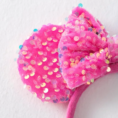 Miniatura 6 de KARETT Diadema con Orejas de Ratón de Lentejuelas con Lazo de Brillantina, Decoración de Fiesta de Princesa para Niñas y Mujeres Rosa Azul