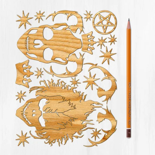 Miniatura 21 de Ajoure Fine Lasercut Embelishments # Lindas calabazas y árboles espeluznantes Halloween Vintage chapa madera contrachapada silueta para manualidades