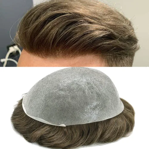 Miniatura 26 de Hombres Toupee Hair Thin Skin Men Human Hair Piece Men Toupee Cabello humano V-loop de aspecto natural Toupee Hombres Hairpiece Men Hair System