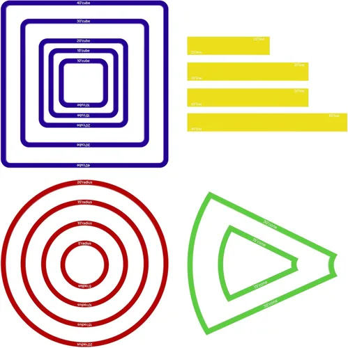 Sintuff Juego de 15 marcadores de hechizos AOE para daños y efectos de hechizos de acrílico translúcido, incluye 5 cubos, 4 círculos, 2 conos, 4