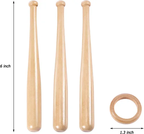 Miniatura 4 de BaseGoal La exhibición de madera del soporte del sóftbol del béisbol consta de 3 mini bates de béisbol y 1 círculo de madera
