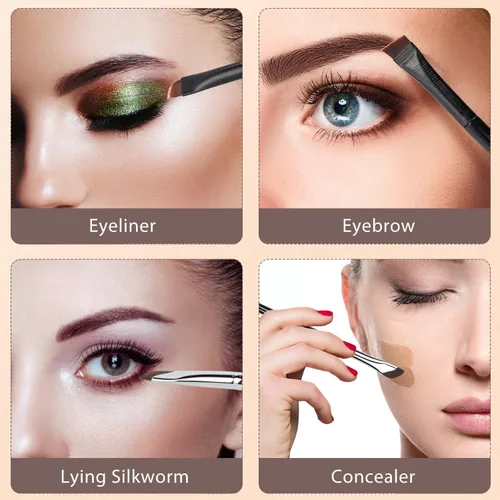 Miniatura 6 de Etercycle Juego de 5 pinceles delineadores de ojos para aplicación de maquillaje de precisión, ángulo fino y ultrafino inclinado ángulo plano