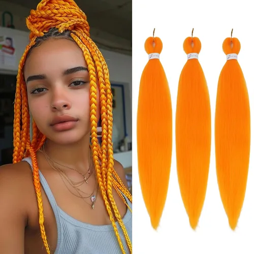 Miniatura 18 de Ginger Braiding Hair Pre Stretched #350 Easy Braids Yaki Texture Professional Synthetic Braiding Hair 30 Inches Hot Water Setting for Box Crochet