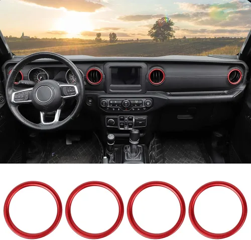 Miniatura 9 de Hoolcar – Anillo para ventilación de aire acondicionado interior, accesorios compatibles con Jeep Wrangler JL JLU y Gladiator JT 2018-2023, aleación