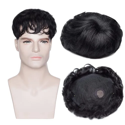 Miniatura 6 de MY-LADY Toupee - Piezas de cabello para hombre, 6.3 x 7.5 pulgadas, sistema de reemplazo de cabello humano real, con clip, color marrón oscuro