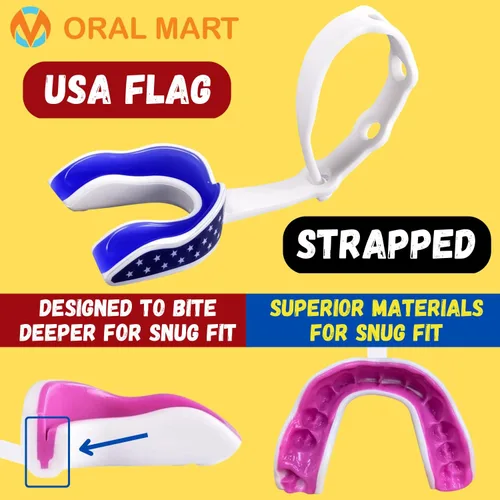 Miniatura 3 de Oral Mart - Protector bucal deportivo con correa para fútbol, lacrosse, hockey sobre hielo, taekwondo