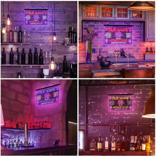 Miniatura 5 de Tazas de cerveza personalizadas, letrero de luz LED de neón tricolor, una decoración artística única grabada en 3D Nombre personalizado Fecha