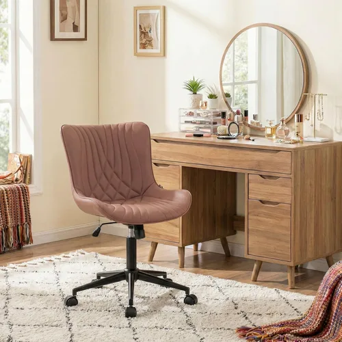 Miniatura 4 de YOUNIKE Silla de oficina, silla de escritorio sin brazos con ruedas, sillas giratorias ajustables para tareas de computadora de oficina en casa