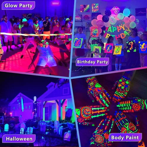 Miniatura 5 de 1 paquete de luz negra de 100 W, luz negra LED con enchufe e interruptor de EE. UU., luces negras para brillar, sin fiesta, Halloween, pintura