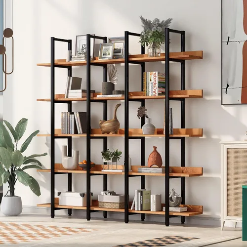 Miniatura 12 de Harper & Bright Designs Estantería abierta de 5 niveles para oficina en casa, estante de estilo industrial vintage con marco de metal, tablero de MDF