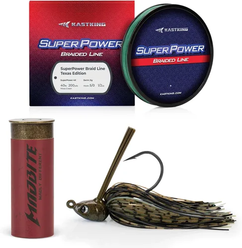 Miniatura 12 de KastKing Superpower - Línea de pesca trenzada Texas Edition, 4 piezas de señuelos trenzados y lubina, con cebos duros y suaves, agua superior